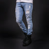 ADJ Men Slim Fit Ripped Destroyed Jeans - Light Blue - FASH STOP