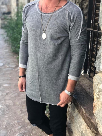 Sacri Hem Long Sleeves Shirt - Gray OS0002