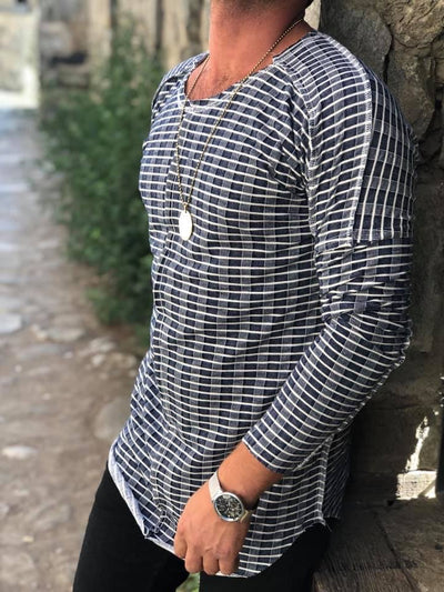 Pile Ridged Striped Long Sleeves Shirt - Black OS0001