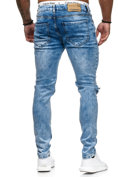 Blitz Ripped Distressed Jeans - Blue X0016 - FASH STOP