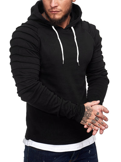 Goum Extention Ribbed Hoodie Sweatshirt - Black X0029A - FASH STOP