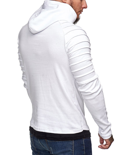Goum Extention Ribbed Hoodie Sweatshirt - White X0029B - FASH STOP