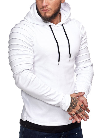 Goum Extention Ribbed Hoodie Sweatshirt - White X0029B - FASH STOP