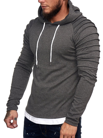 Goum Extention Ribbed Hoodie Sweatshirt - Asphalt Gray X0029C - FASH STOP