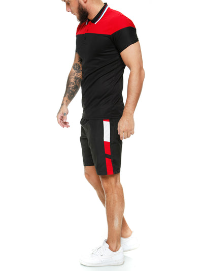 Piani Shirt + Short  Ensemble - Black Red X0046A