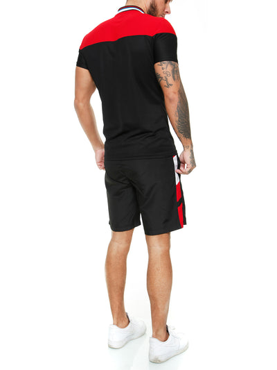 Piani Shirt + Short  Ensemble - Black Red X0046A