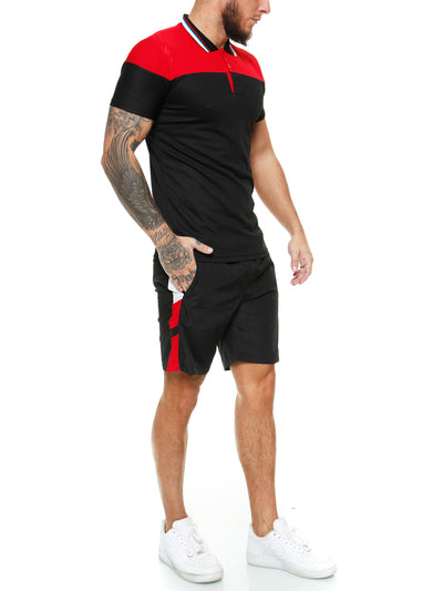 Piani Shirt + Short  Ensemble - Black Red X0046A