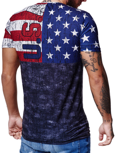 USA Flag Overt Print Graphic T-Shirt - Multicolor  X0048
