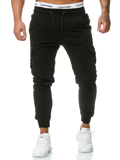 Cargo Dusi Stripe Sweatpants Joggers - Black X1A - FASH STOP
