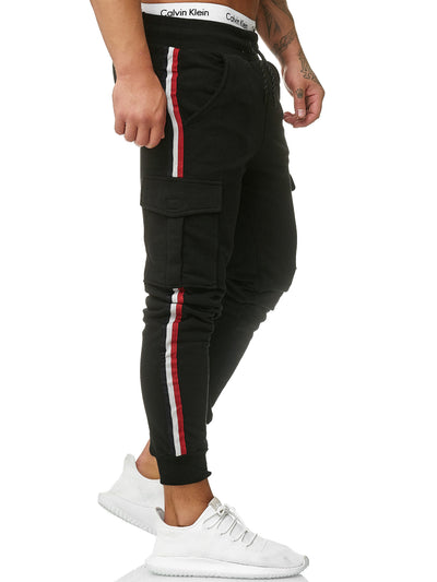 Cargo Dusi Stripe Sweatpants Joggers - Black X1A - FASH STOP