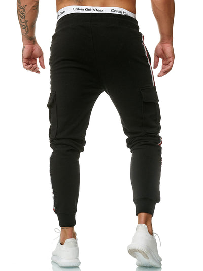 Cargo Dusi Stripe Sweatpants Joggers - Black X1A - FASH STOP