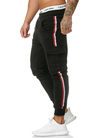 Cargo Dusi Stripe Sweatpants Joggers - Black X1A - FASH STOP