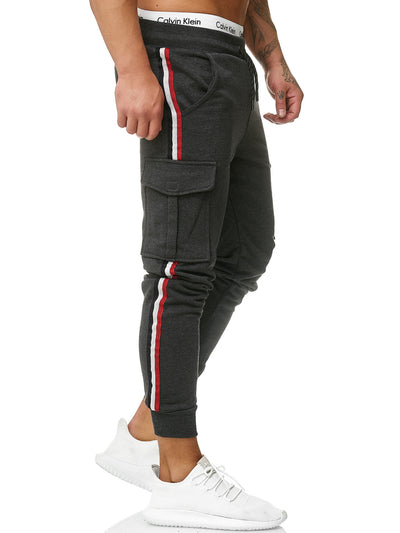 Cargo Dusi Stripe Sweatpants Joggers - Dark Gray X1B - FASH STOP