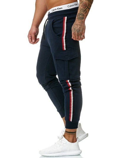 Cargo Dusi Stripe Sweatpants Joggers - Navy Blue X1C - FASH STOP