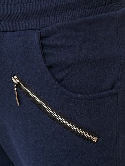 Ribbed Zipper Sweatpants Joggers - Navy Blue X2C