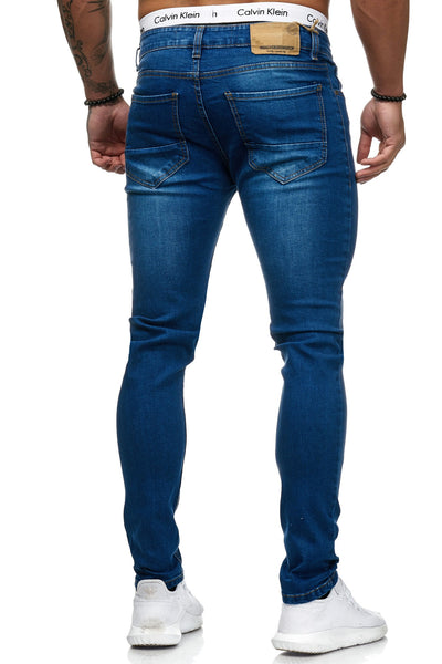 Blowout Knees Skinny Ripped Distressed Jeans - Blue X4 - FASH STOP