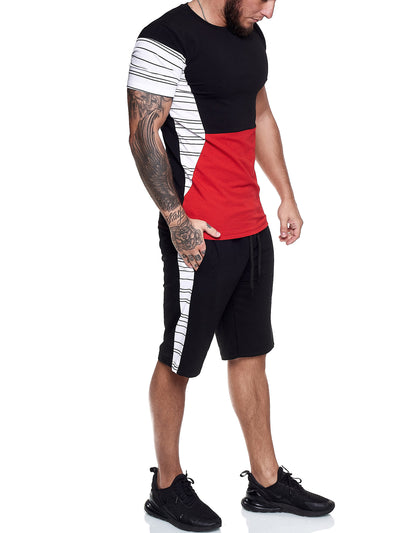 Flavy Shirt + Short Ensemble - Black White Red X64A