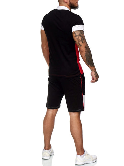 Triko Shirt + Short Ensemble - Black White Red X6A