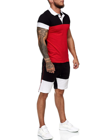 Triko Shirt + Short Ensemble - Black White Red X6A