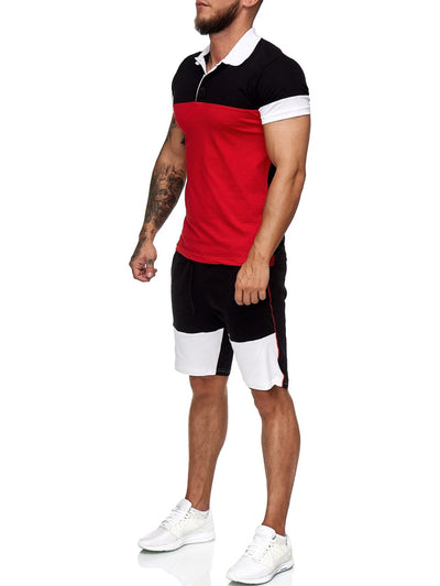 Triko Shirt + Short Ensemble - Black White Red X6A