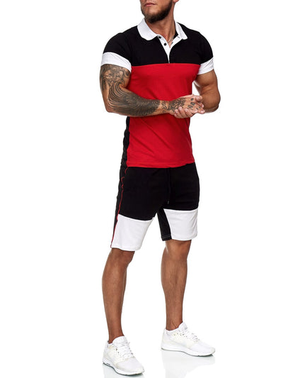 Triko Shirt + Short Ensemble - Black White Red X6A