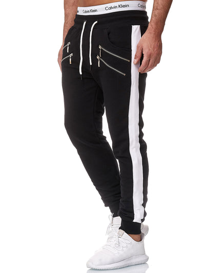 Dozip Stripe Sweatpants Joggers - Black X7A - FASH STOP
