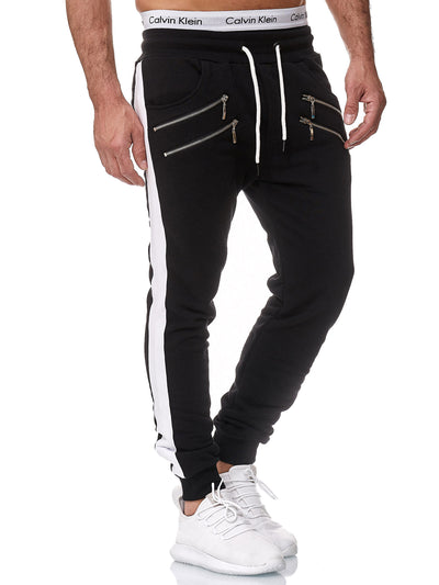 Dozip Stripe Sweatpants Joggers - Black X7A - FASH STOP
