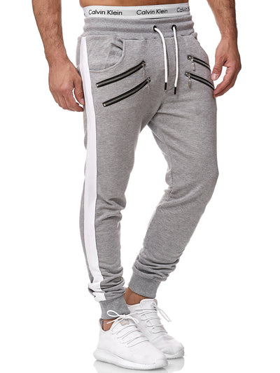 Dozip Stripe Sweatpants Joggers - Gray X7B - FASH STOP