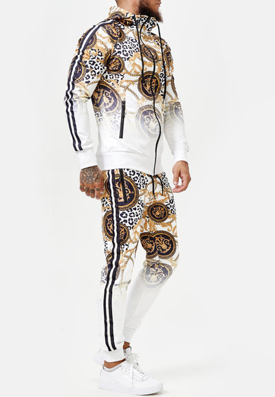 Boss Cheetah Hoodie TrackSuit - White X89A
