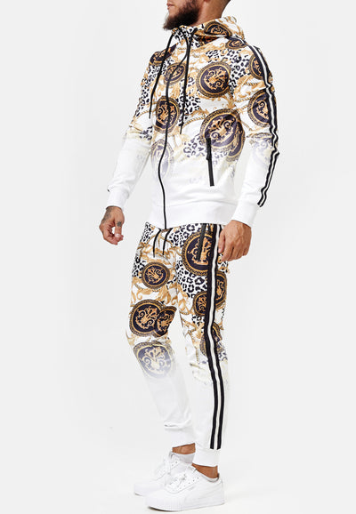 Boss Cheetah Hoodie TrackSuit - White X89A