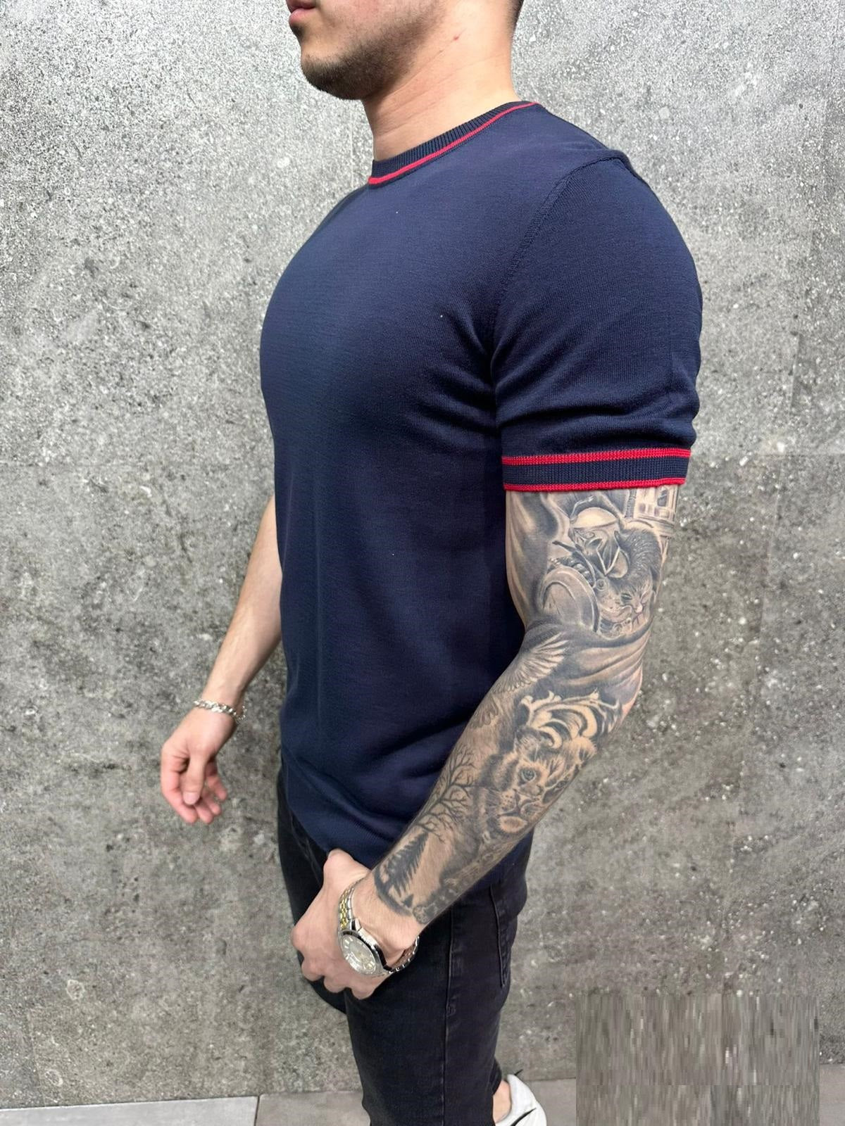 Pray Line T-Shirt - Navy Y26B