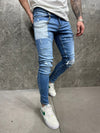 Reck Skinny Ripped Jeans + Chain - Blue Y27