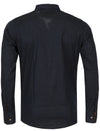 Y&R Men Casual Tri Button Up L/S Shirt - Navy Blue / Brown