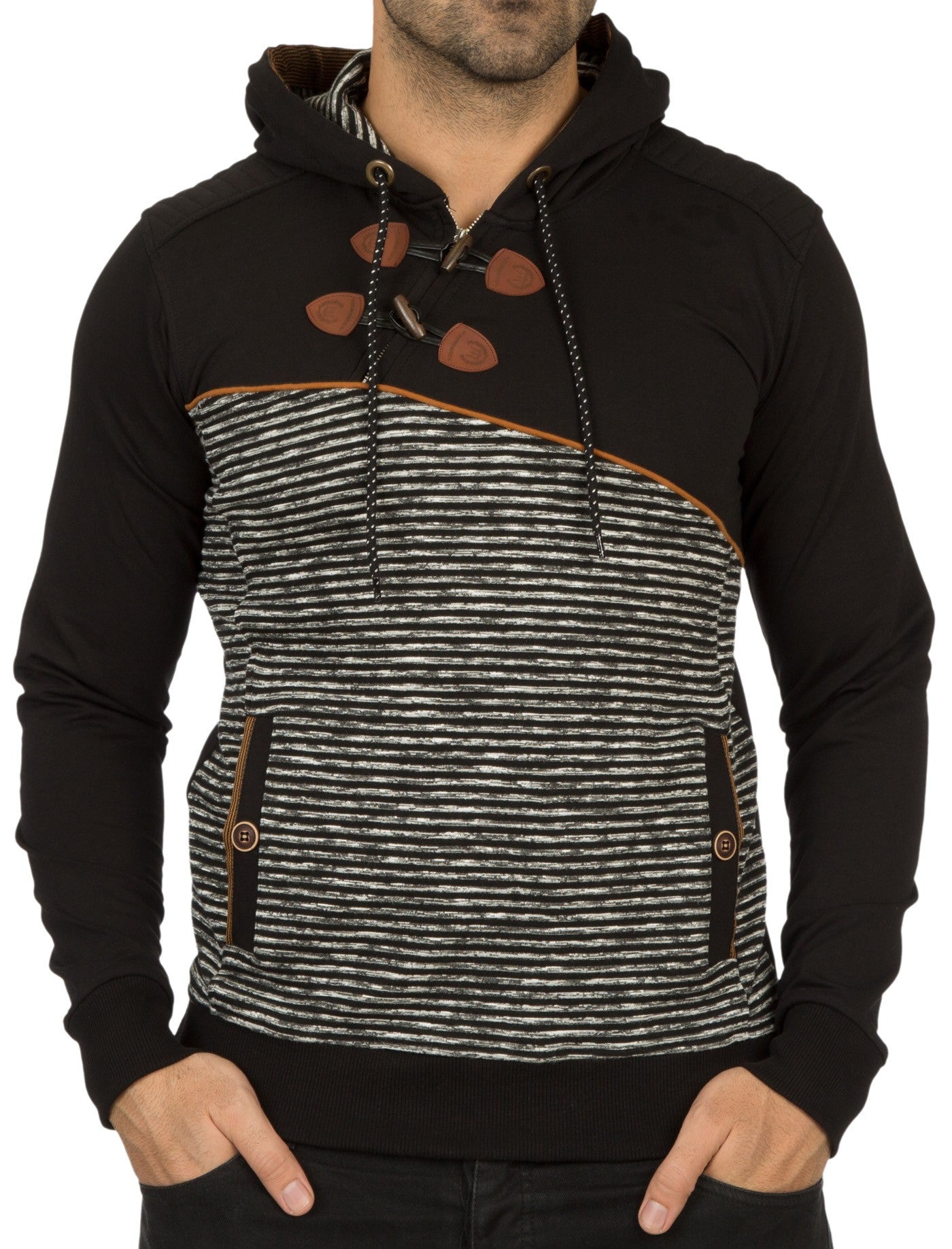 Y&R Mens Sailor Zip Hoodie Sweatshirt - Black