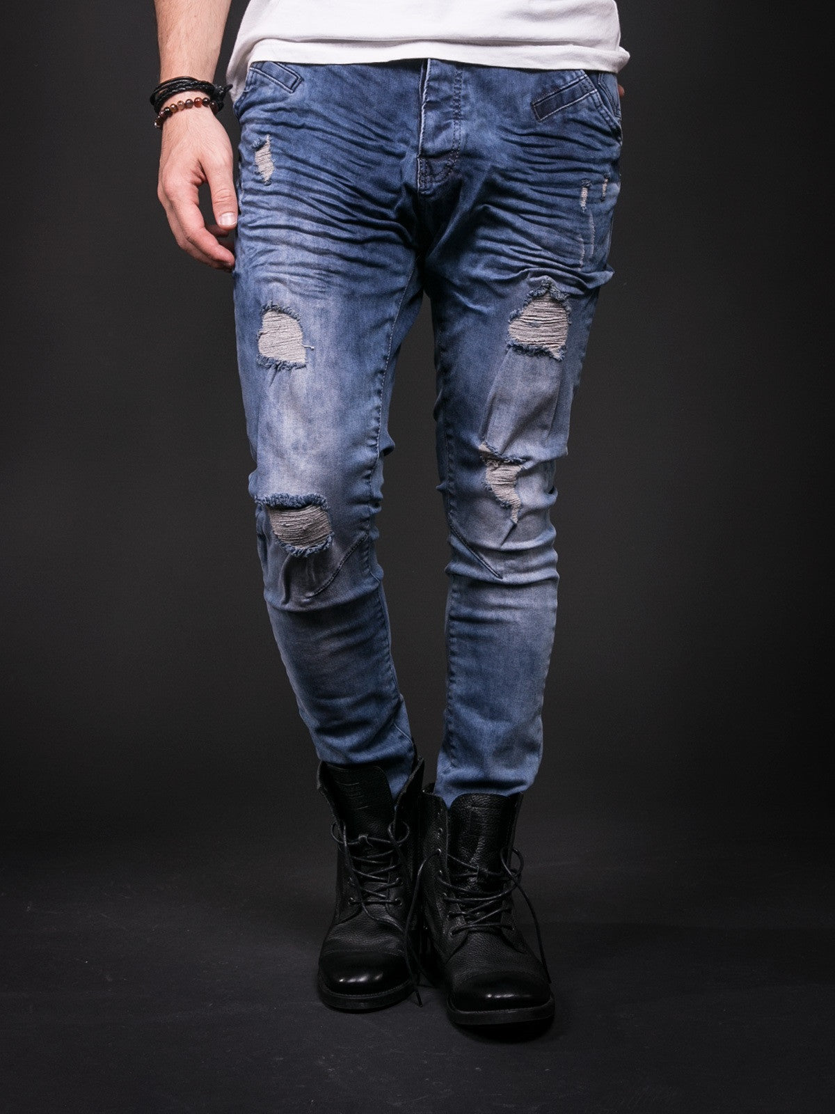 Men Stylish Ripped Jeans Pants Biker Skinny Slim India | Ubuy