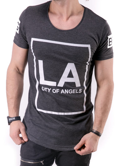 K&B Men L.A. City Of Angels T-shirt - Heather Gray - FASH STOP