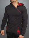 R&R Men Stylish Side Zipper Hoodie Sweater - Black
