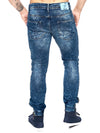 F&S Men Slim Fit Zipper Jogger Jeans - Acid Washed Blue - FASH STOP