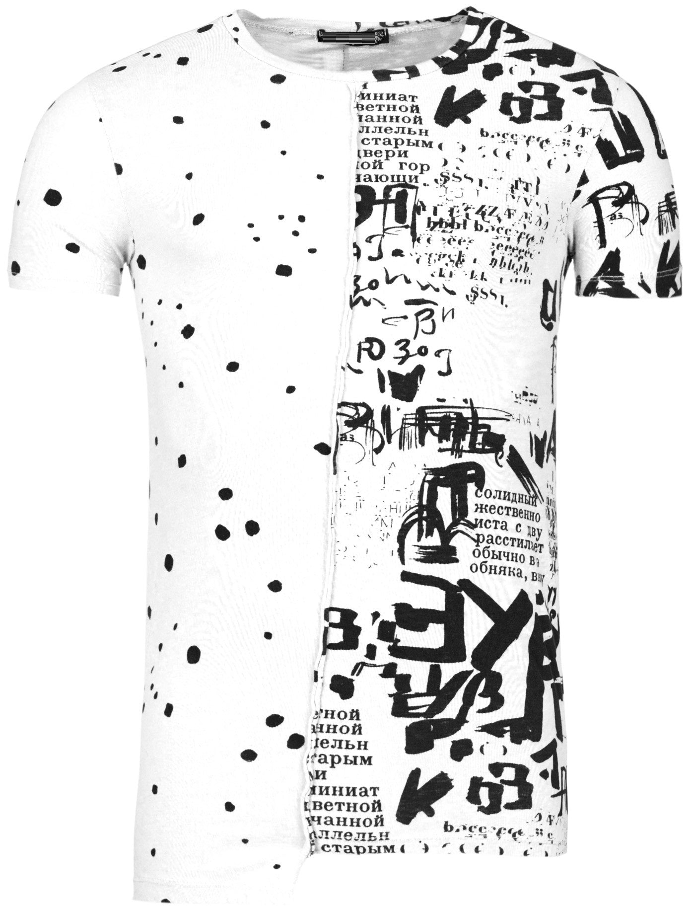 Russ Graffiti Dots Asymmetrical T-Shirt - White