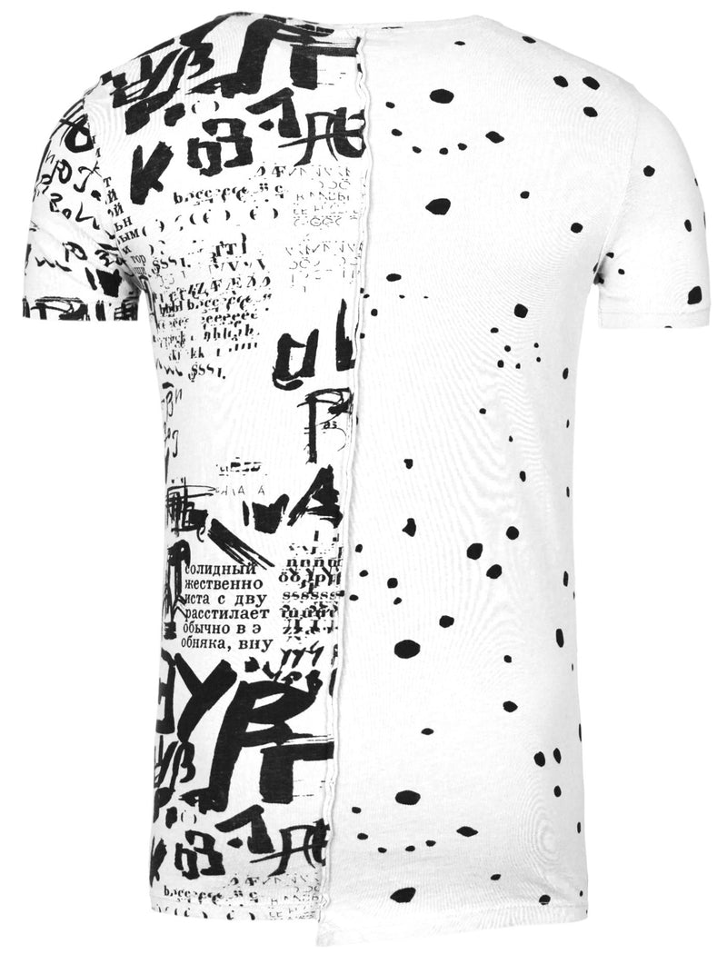 Russ Graffiti Dots Asymmetrical T-Shirt - White