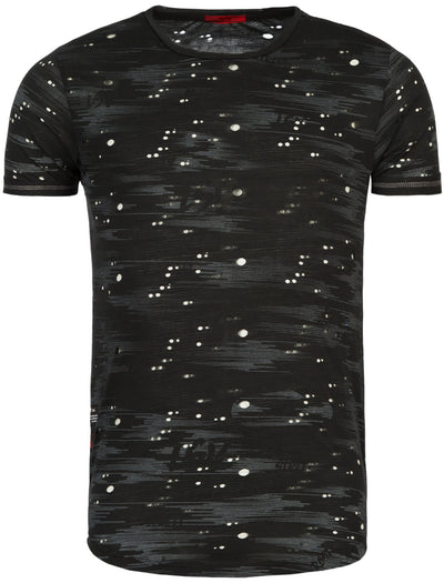 Y&R Men Casual Space Holes T-Shirt - Black