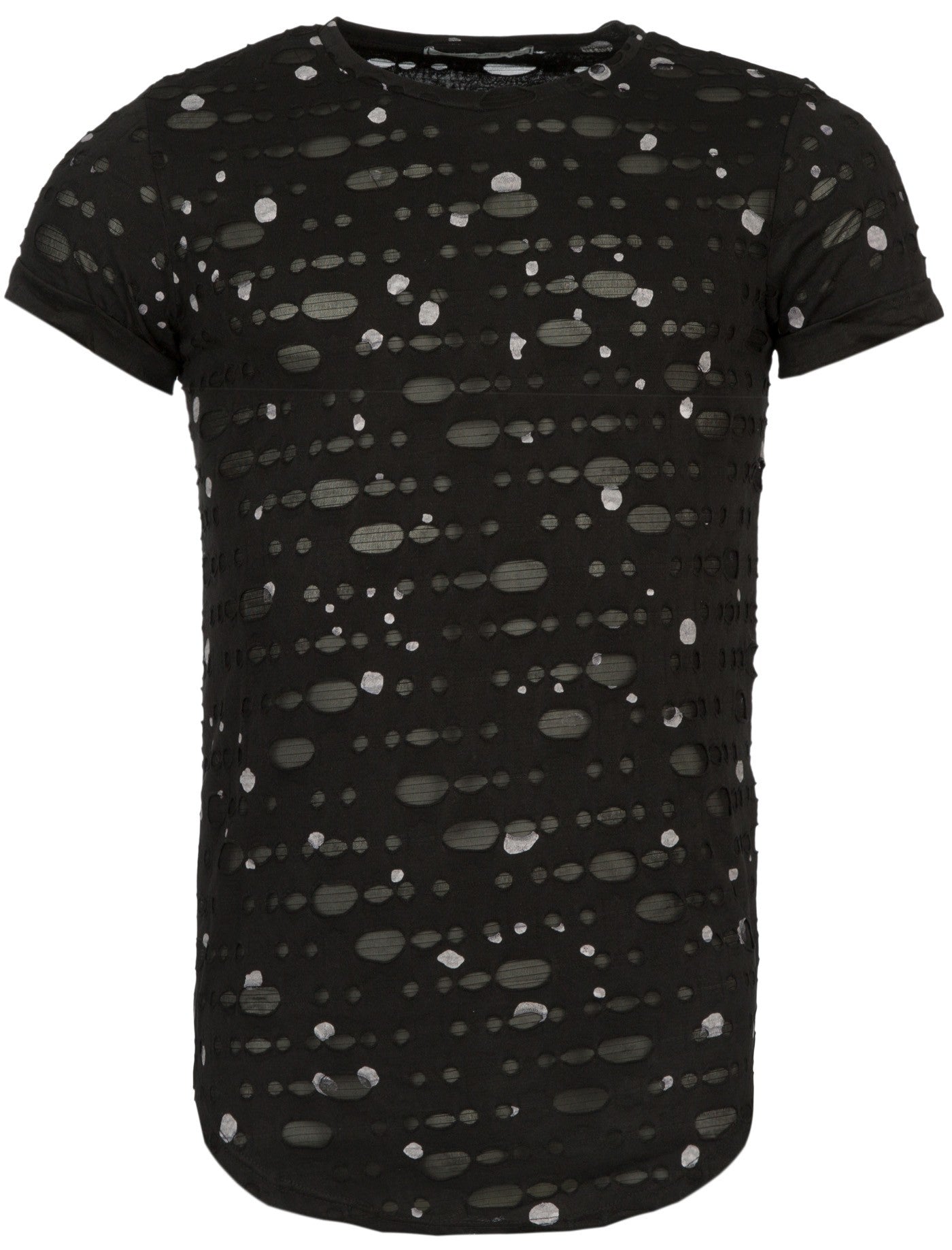 Y&R Mock Holes Stains Perf Poly T-Shirt - Black