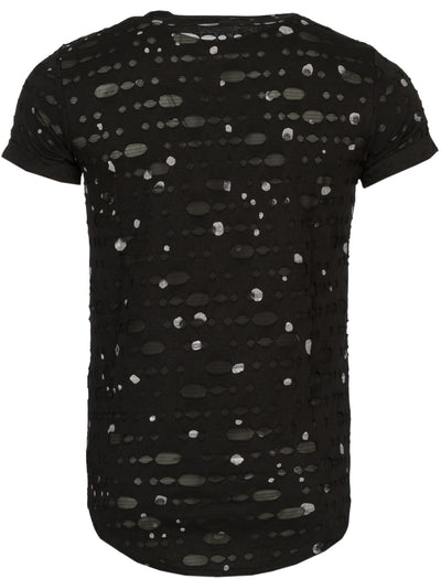 Y&R Mock Holes Stains Perf Poly T-Shirt - Black