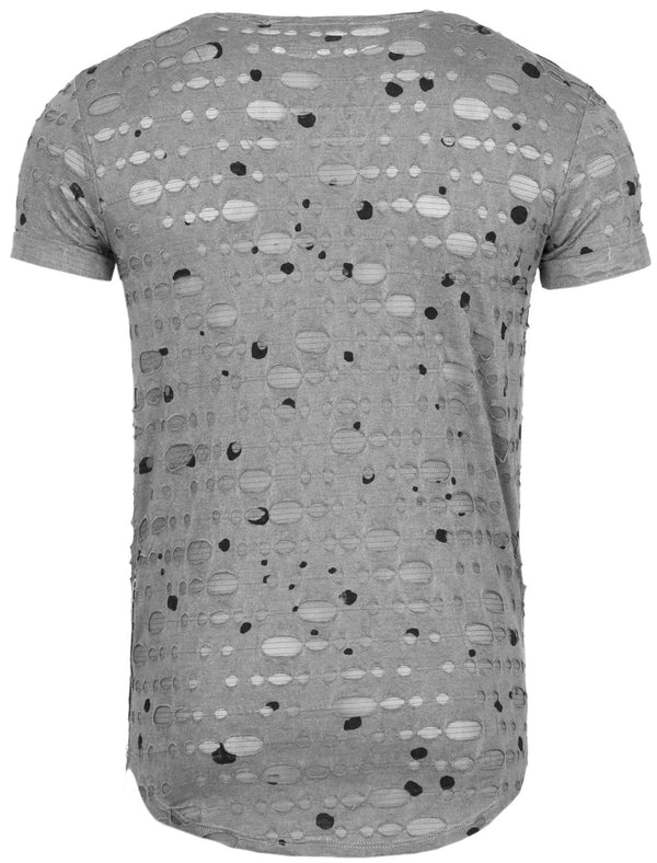 Y&R Mock Holes Stains Perf Poly T-Shirt - Gray - FASH STOP