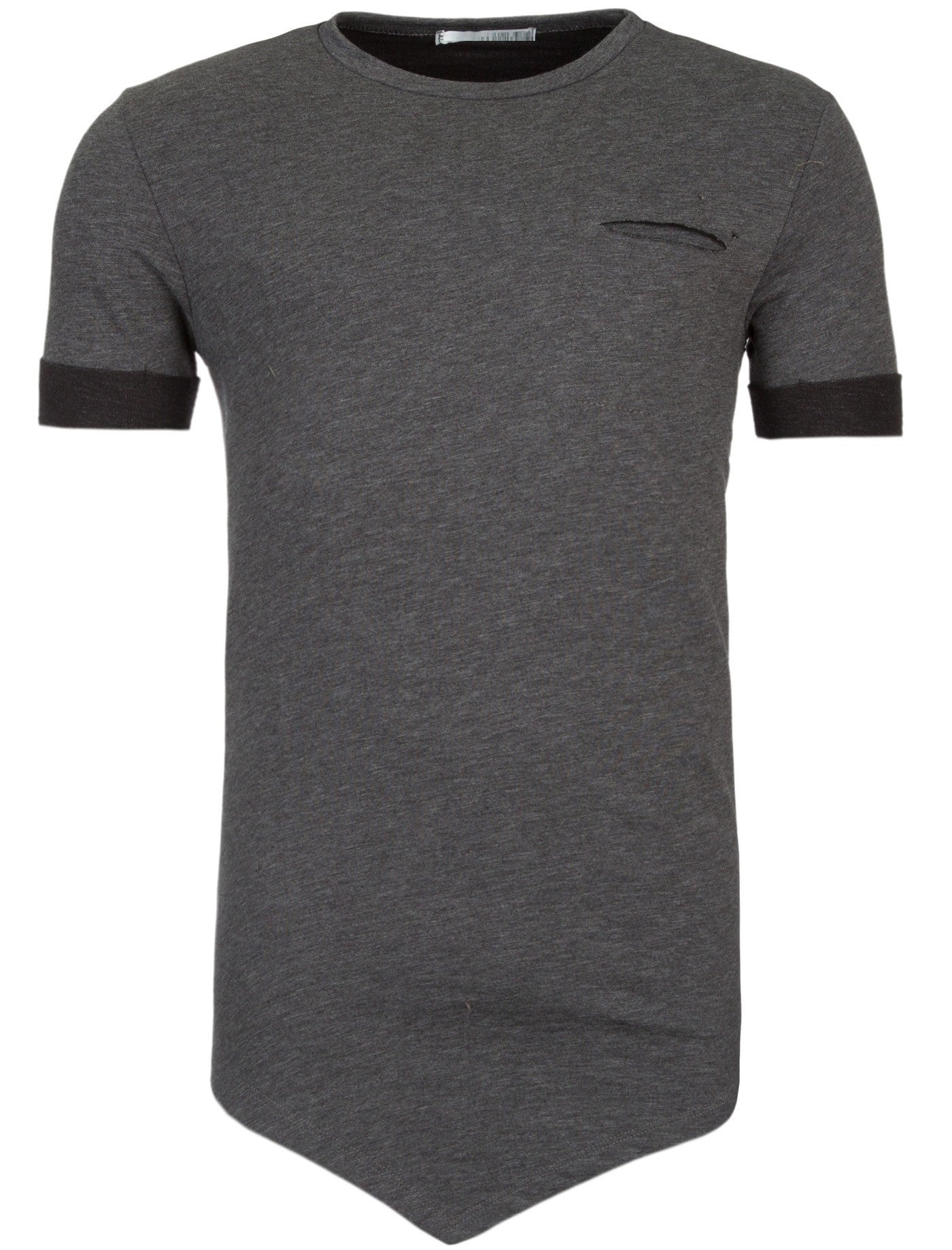 Y&R Men Asymmetrical Cut Pocket T-Shirt - Heather Gray