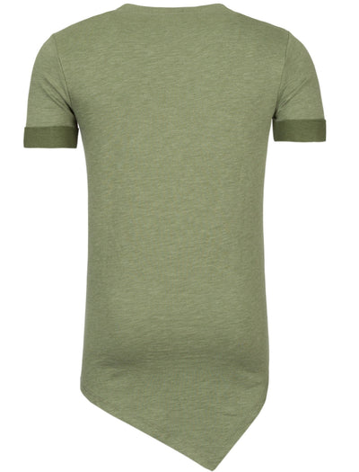 Y&R Men Asymmetrical Cut Pocket T-Shirt - Green