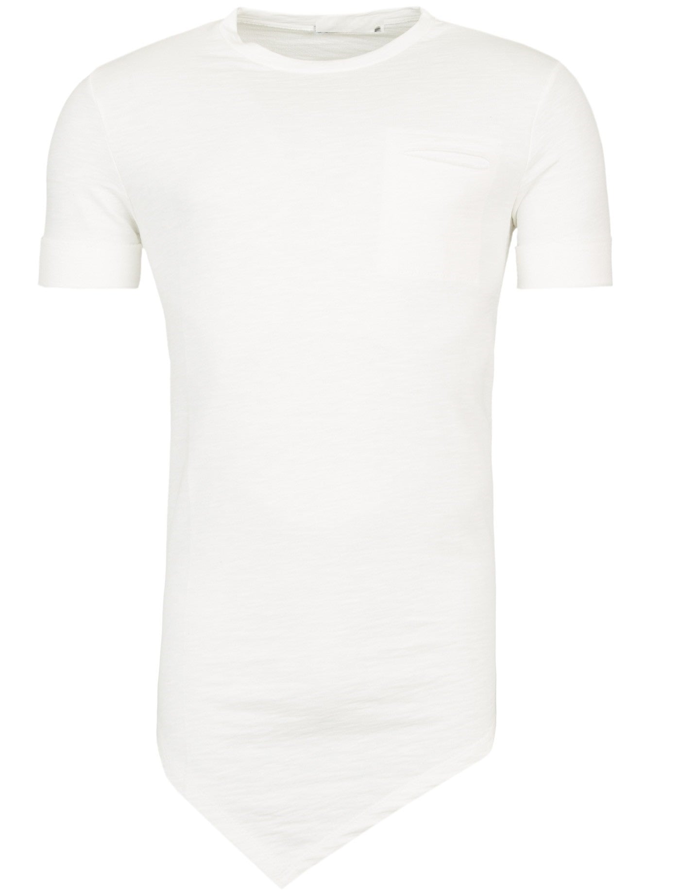 Y&R Men Asymmetrical Cut Pocket T-Shirt - White