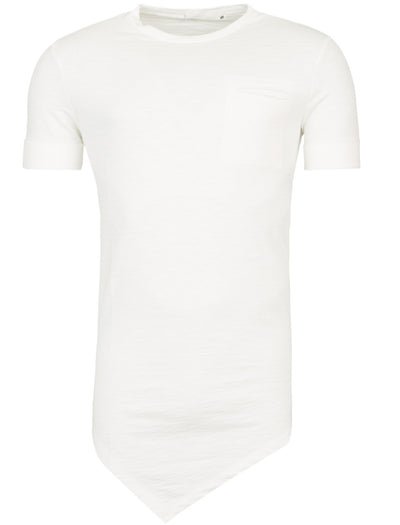 Y&R Men Asymmetrical Cut Pocket T-Shirt - White