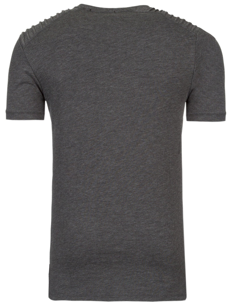 Y&R Men Ribbed Shoulders T-Shirt - Heather Gray