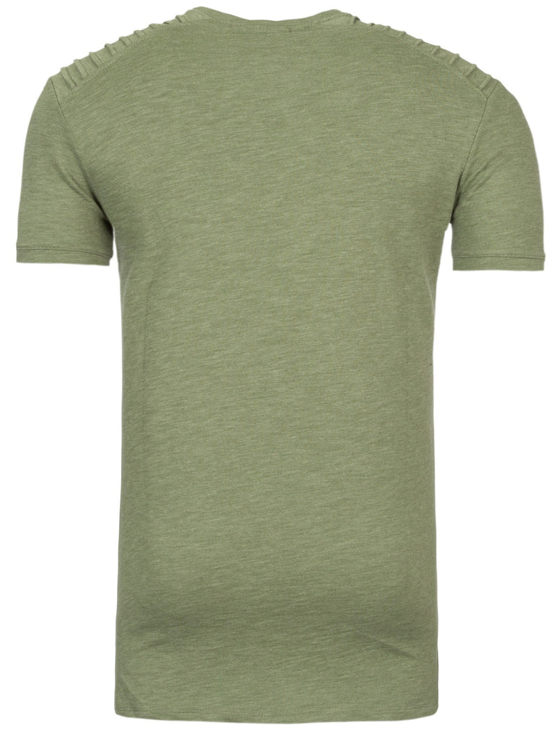 Y&R Men Ribbed Shoulders T-Shirt - Green